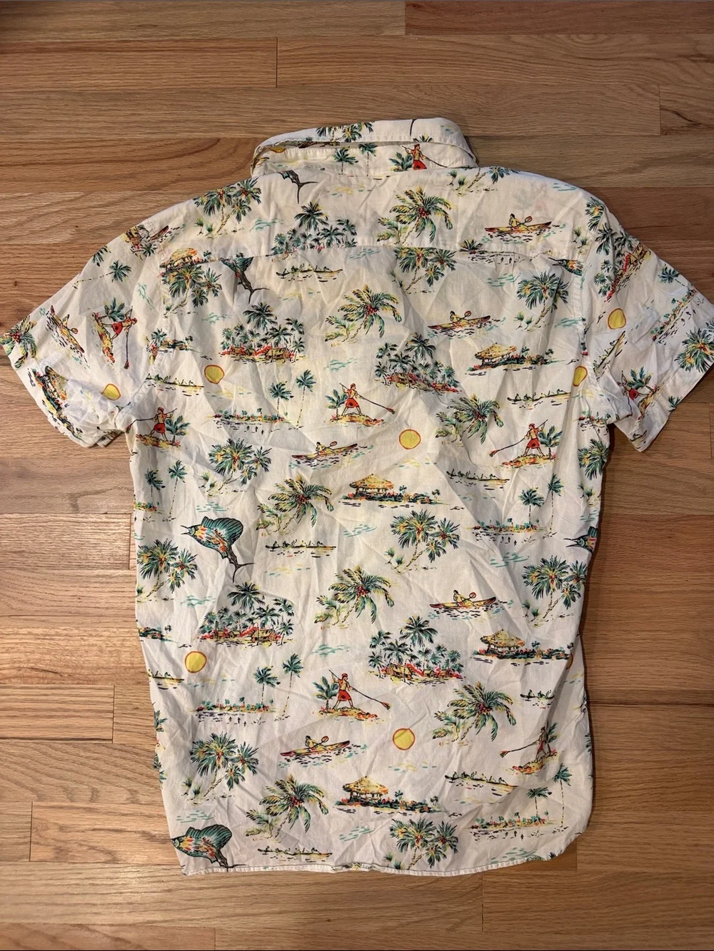 J. Crew White Short-Sleeve Hawaiian Print Button-Down Shirt